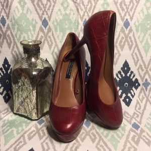 Zara Cruise Collection Red Leather Pumps 7